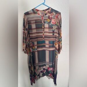 Johnny Was Multicolor Floral Striped Dress